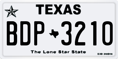TX license plate BDP3210