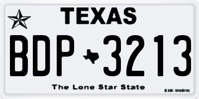 TX license plate BDP3213
