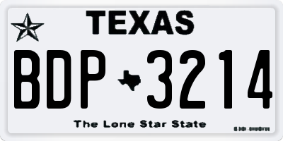 TX license plate BDP3214