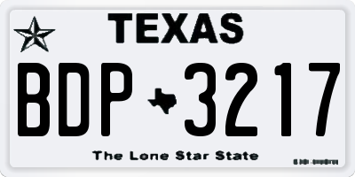 TX license plate BDP3217