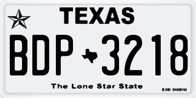 TX license plate BDP3218