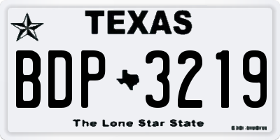 TX license plate BDP3219