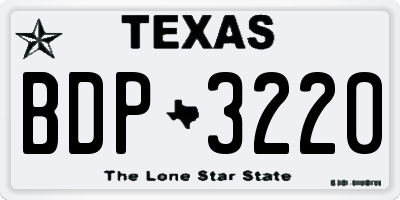 TX license plate BDP3220