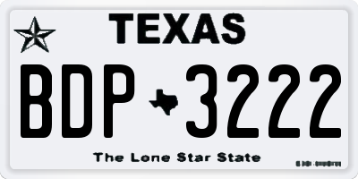 TX license plate BDP3222
