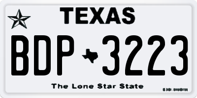 TX license plate BDP3223