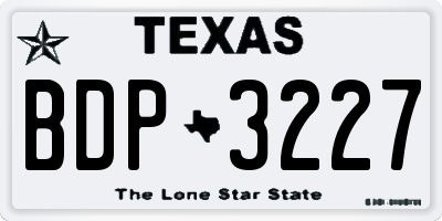 TX license plate BDP3227