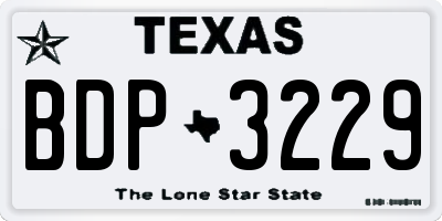 TX license plate BDP3229