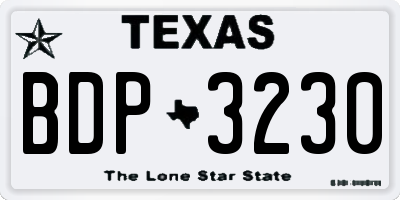 TX license plate BDP3230