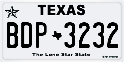 TX license plate BDP3232