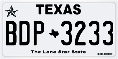 TX license plate BDP3233