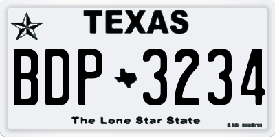 TX license plate BDP3234