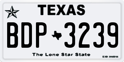 TX license plate BDP3239