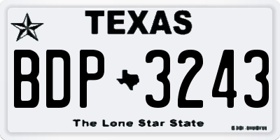 TX license plate BDP3243