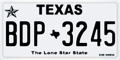 TX license plate BDP3245