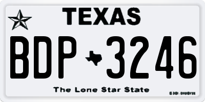 TX license plate BDP3246