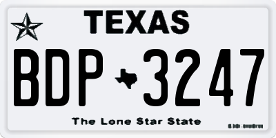 TX license plate BDP3247