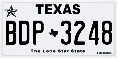 TX license plate BDP3248