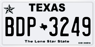 TX license plate BDP3249