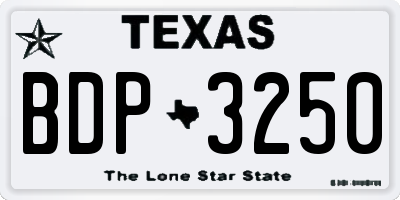 TX license plate BDP3250