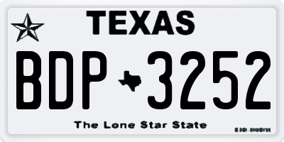 TX license plate BDP3252