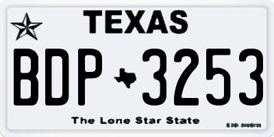 TX license plate BDP3253