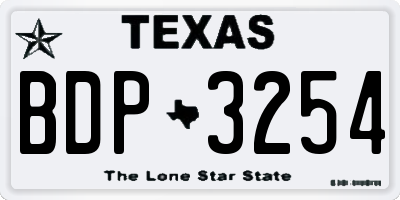 TX license plate BDP3254