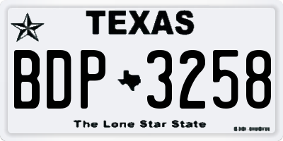 TX license plate BDP3258