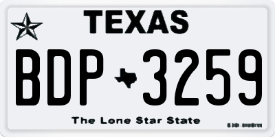 TX license plate BDP3259