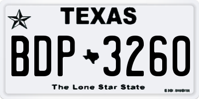 TX license plate BDP3260