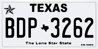 TX license plate BDP3262