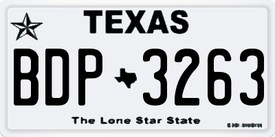 TX license plate BDP3263