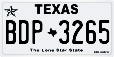 TX license plate BDP3265