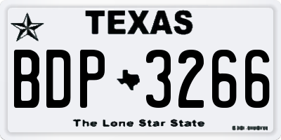 TX license plate BDP3266