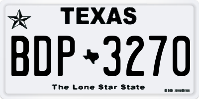 TX license plate BDP3270