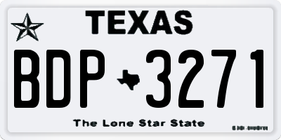 TX license plate BDP3271