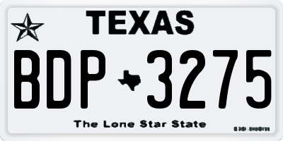 TX license plate BDP3275