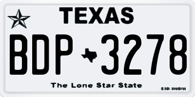 TX license plate BDP3278