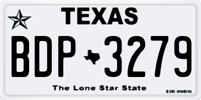 TX license plate BDP3279