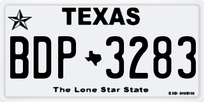 TX license plate BDP3283