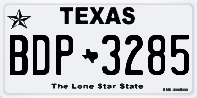 TX license plate BDP3285