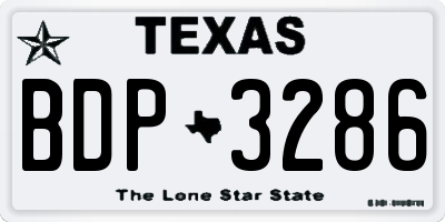 TX license plate BDP3286