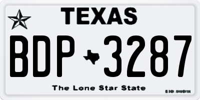 TX license plate BDP3287