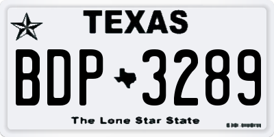 TX license plate BDP3289