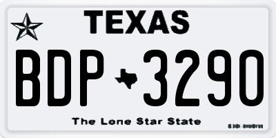 TX license plate BDP3290