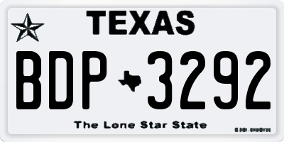 TX license plate BDP3292