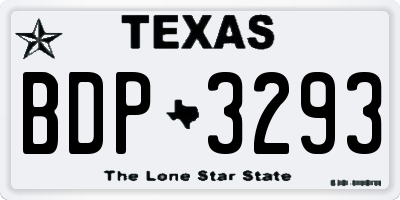 TX license plate BDP3293