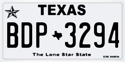 TX license plate BDP3294
