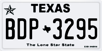 TX license plate BDP3295