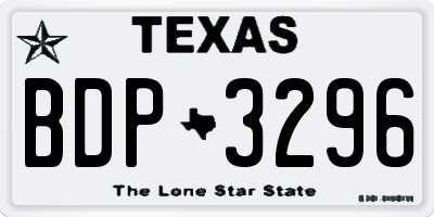 TX license plate BDP3296