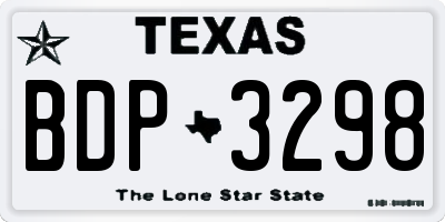 TX license plate BDP3298